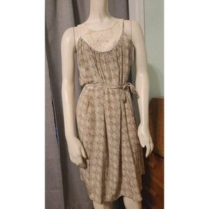Sunner Anthropologie Sz S‎ Luxury Silk Florid Diamonds Tunic Tie dress Crochet